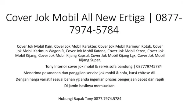 Cover Jok Mobil All New Ertiga | 0877-7974-5784