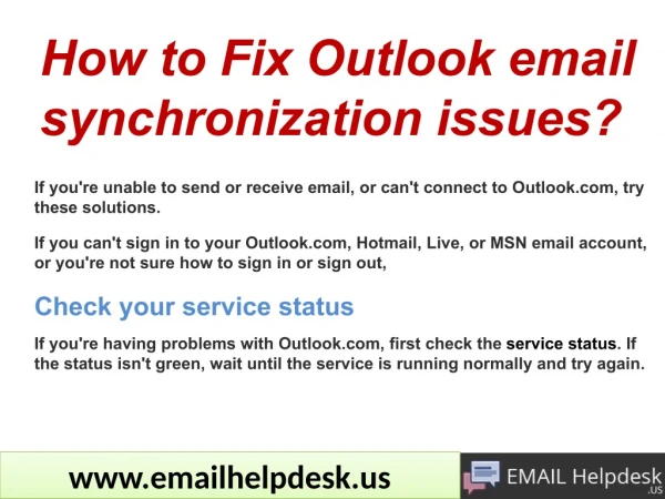 How to Fix Outlook email synchronization issues?