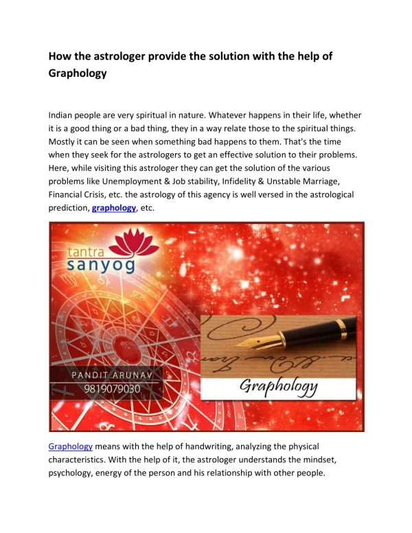 Graphology - Tantra Sanyog
