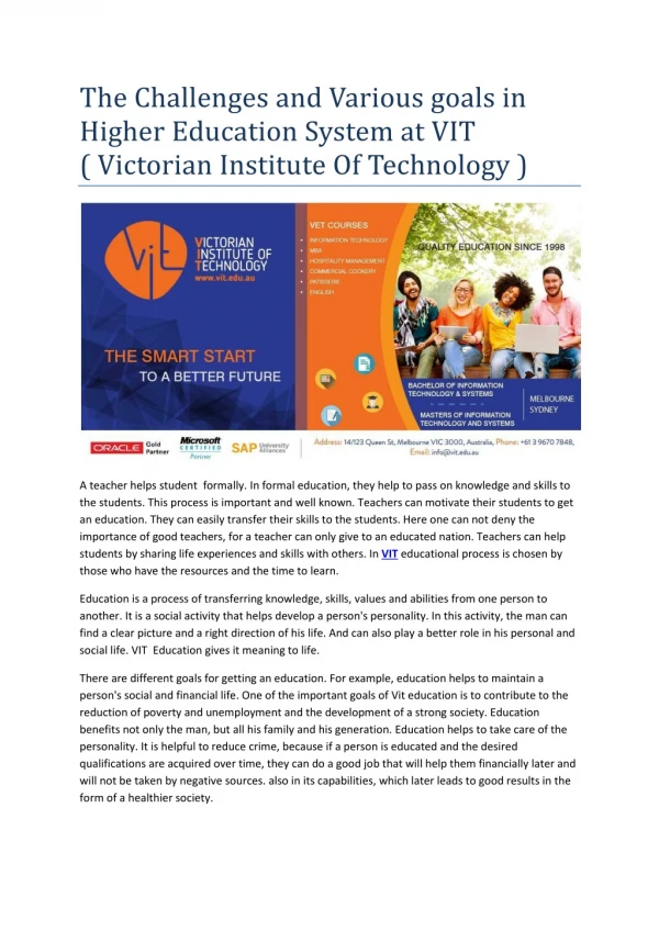 VIT - Victorian Institute of Technology