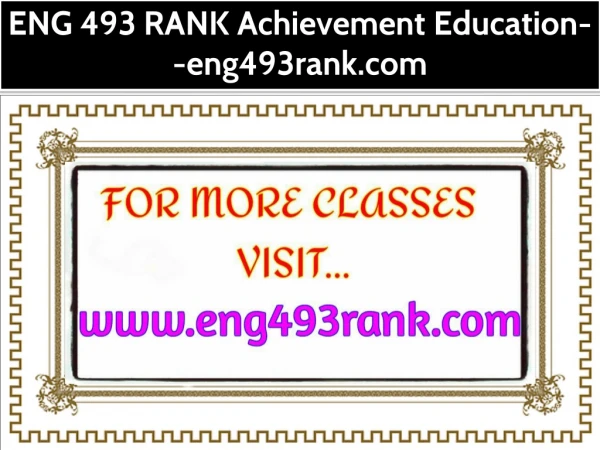 ENG 493 RANK Achievement Education--eng493rank.com