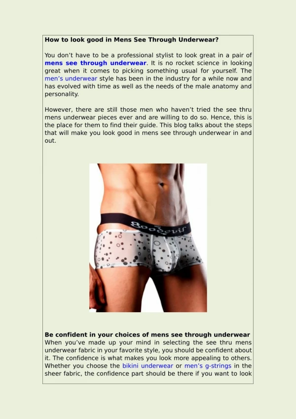 How to look good in mens see through underwear?