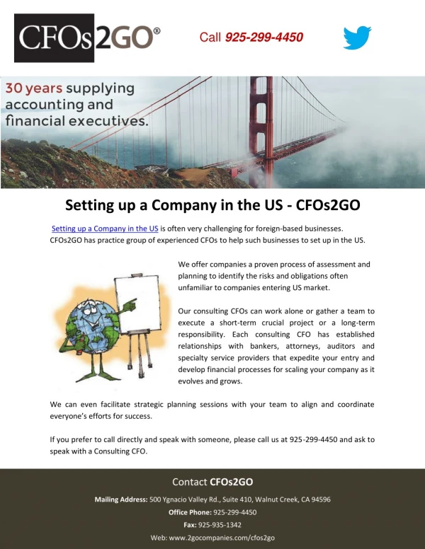 Setting up a Company in the US - CFOs2GO