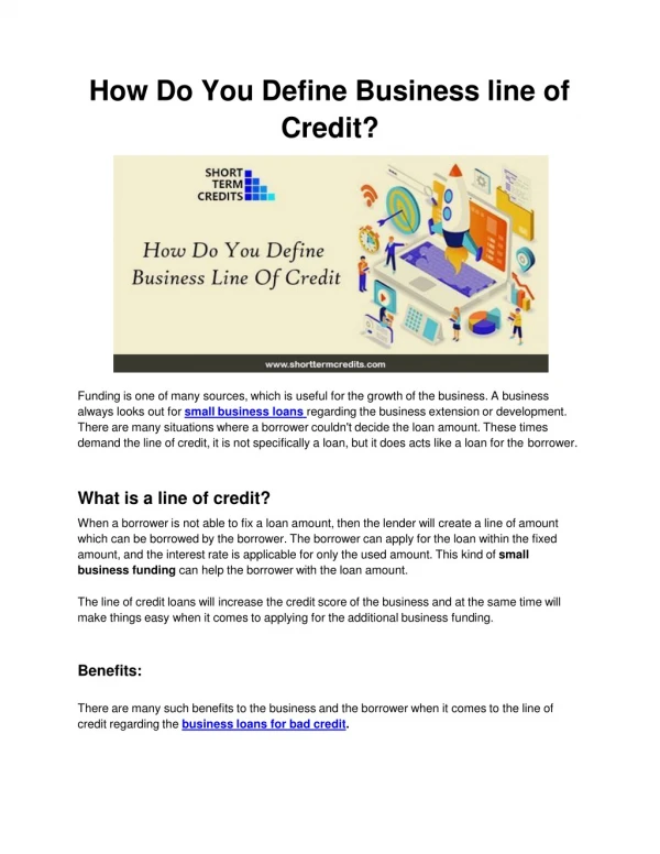 How Do You Define Business line of Credit?