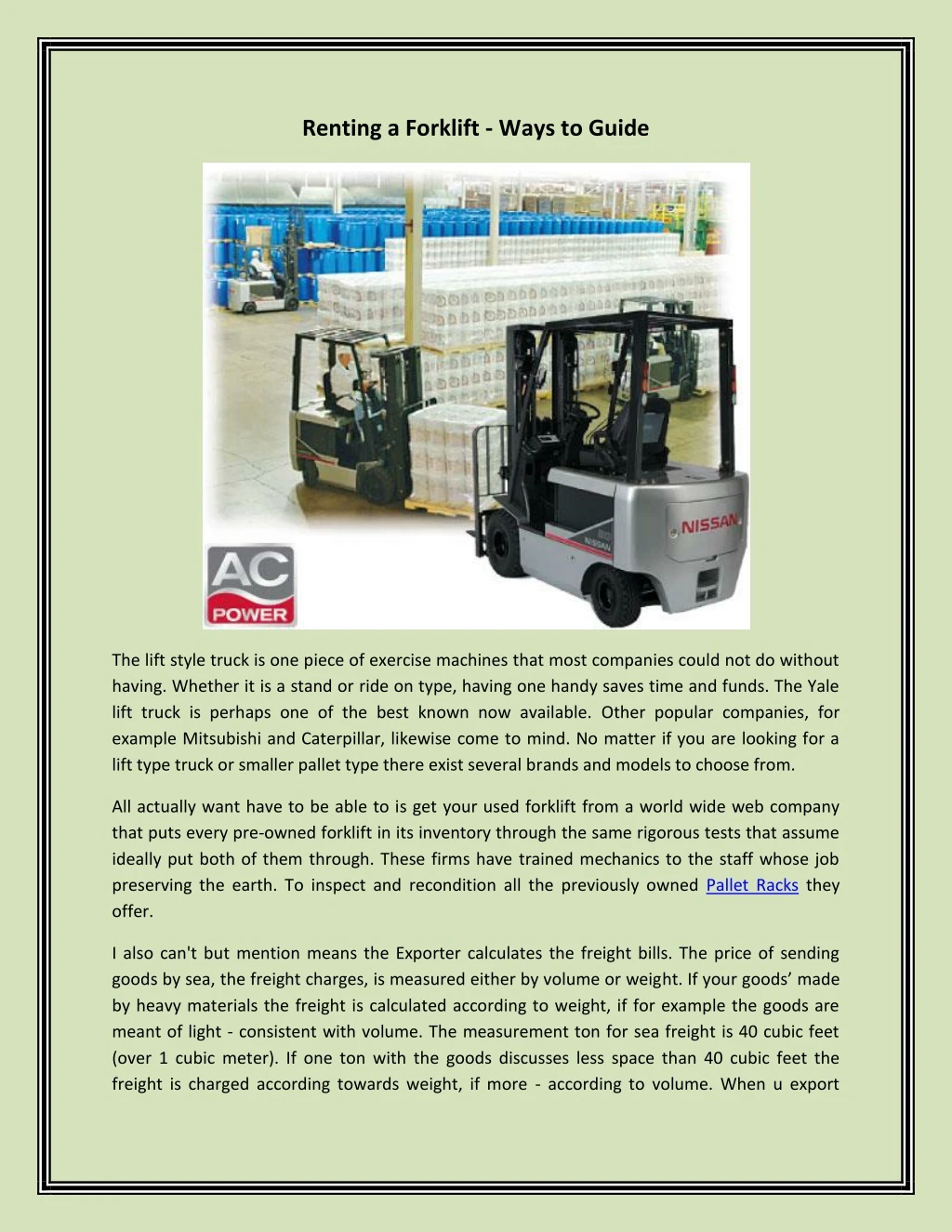 renting a forklift ways to guide