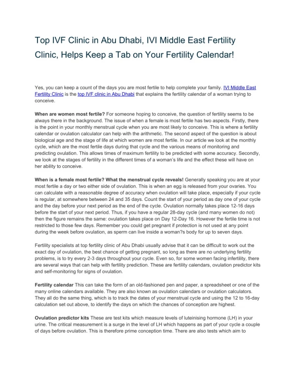 Fertility clinic UAE