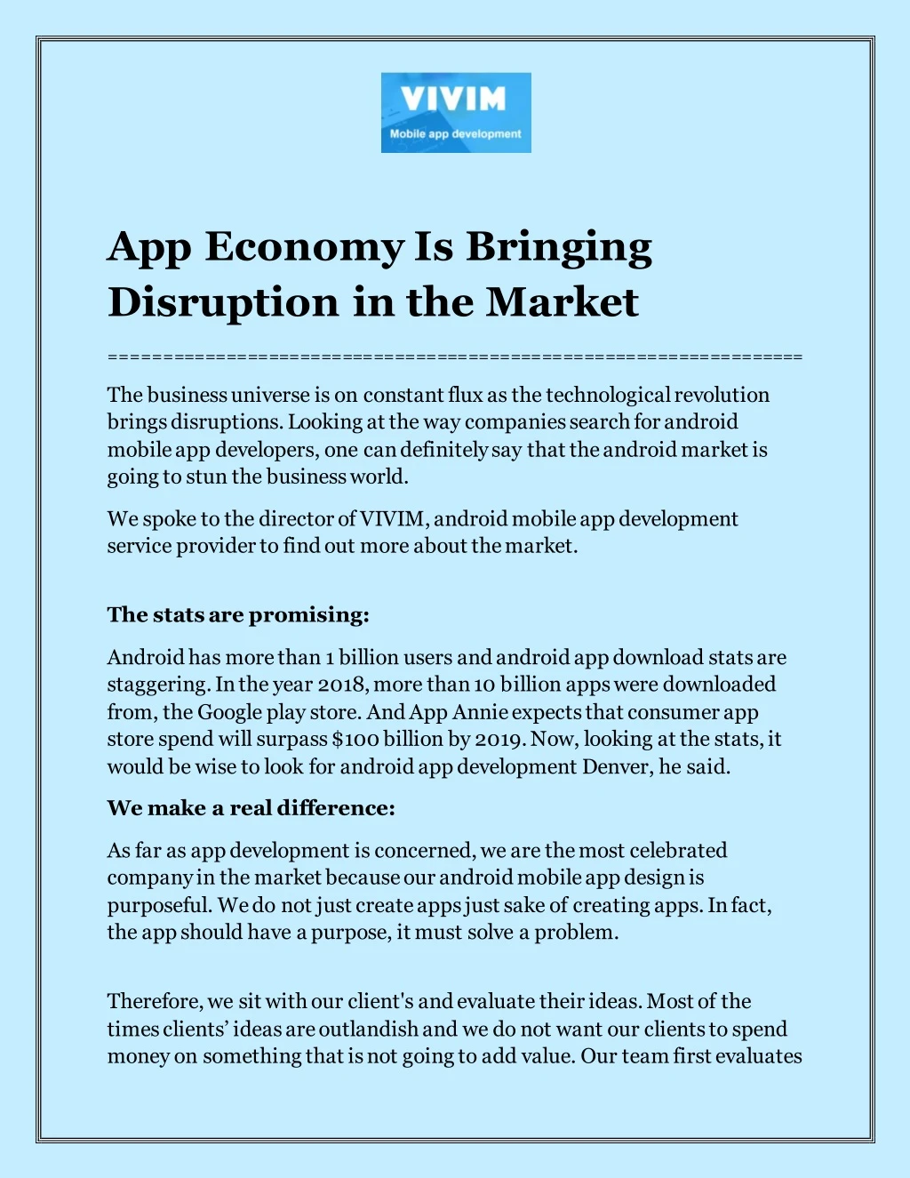 app economy is bringing disruption in the market