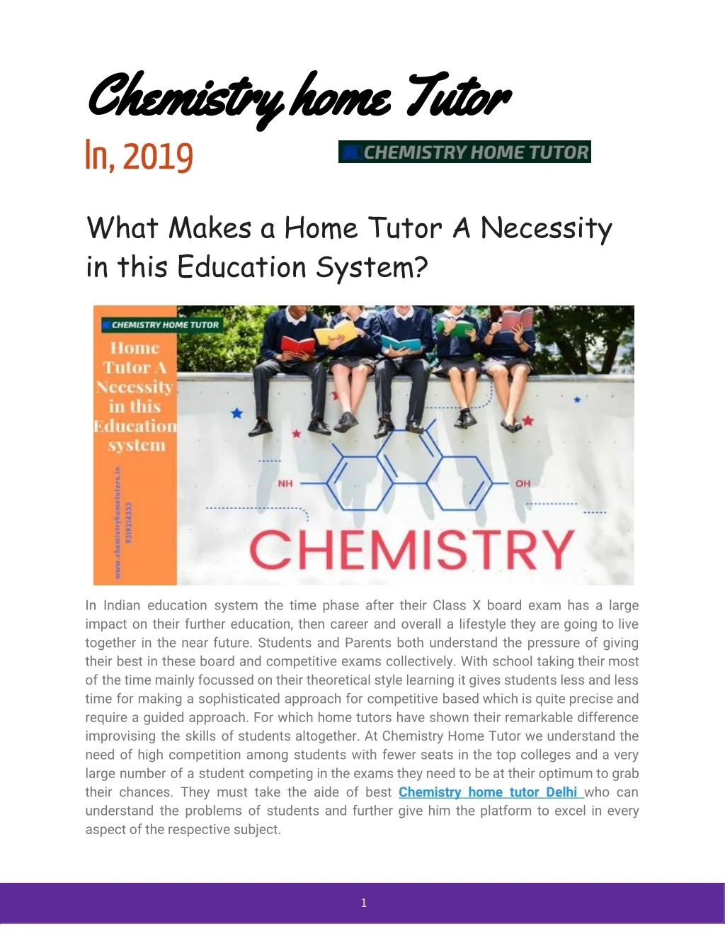 chemistry home tutor in 2019