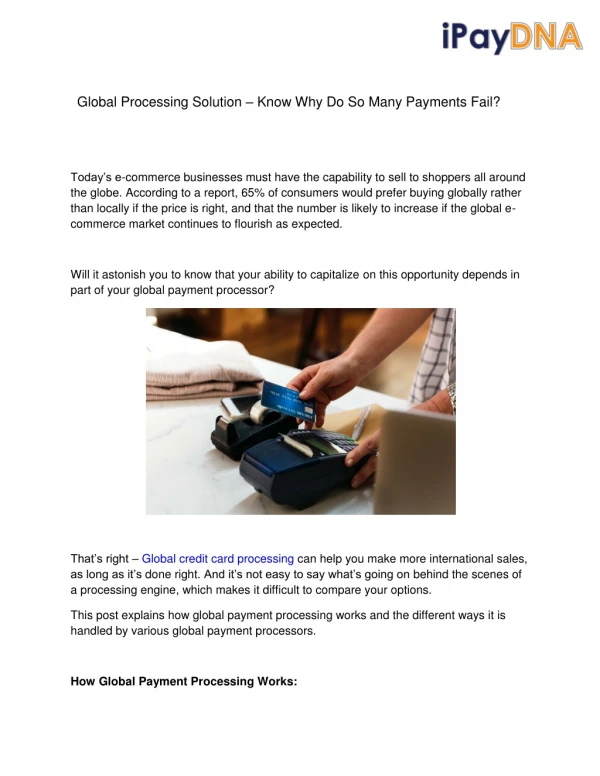 Global Processing Solution – Know Why Do So Many Payments Fail