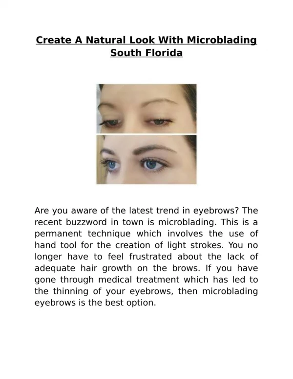 Create A Natural Look With Microblading South Florida