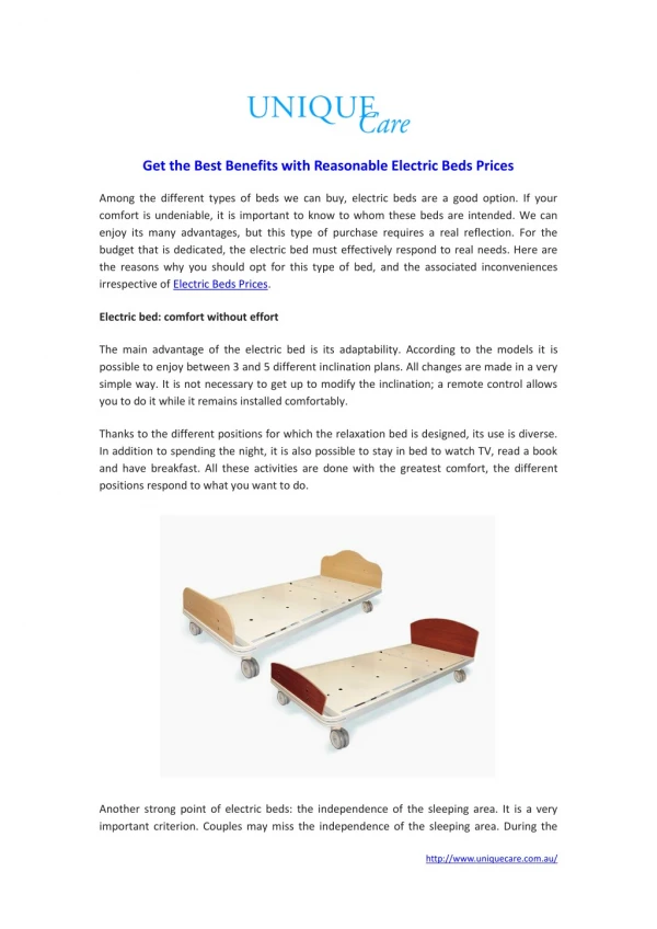 Get the Best Benefits with Reasonable Electric Beds Prices