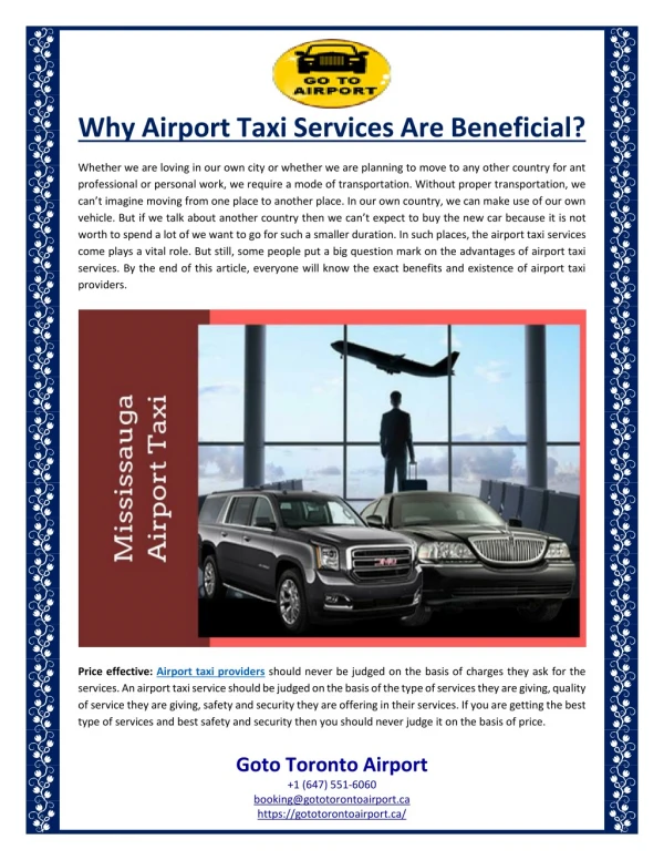 Why Airport Taxi Services Are Beneficial?