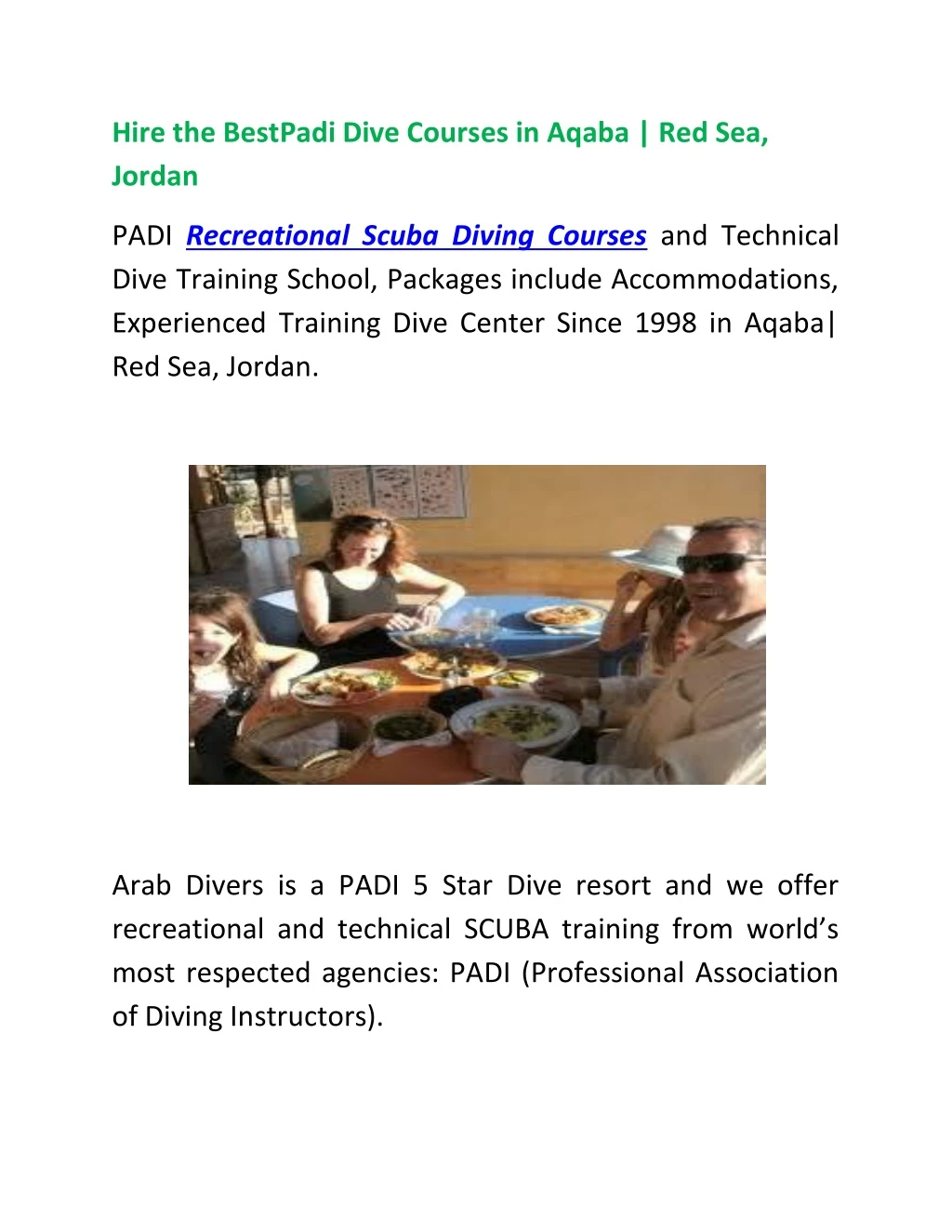 hire the bestpadi dive courses in aqaba