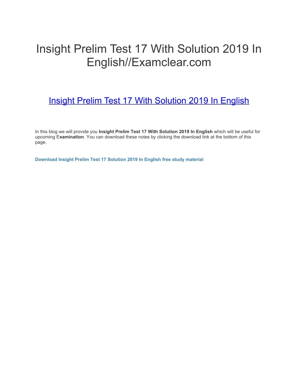 insight prelim test 17 with solution 2019