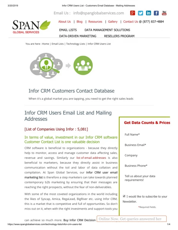 Infor CRM Users Email List