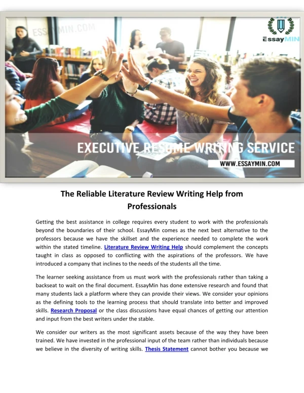 The Reliable Literature Review Writing Help from Professionals