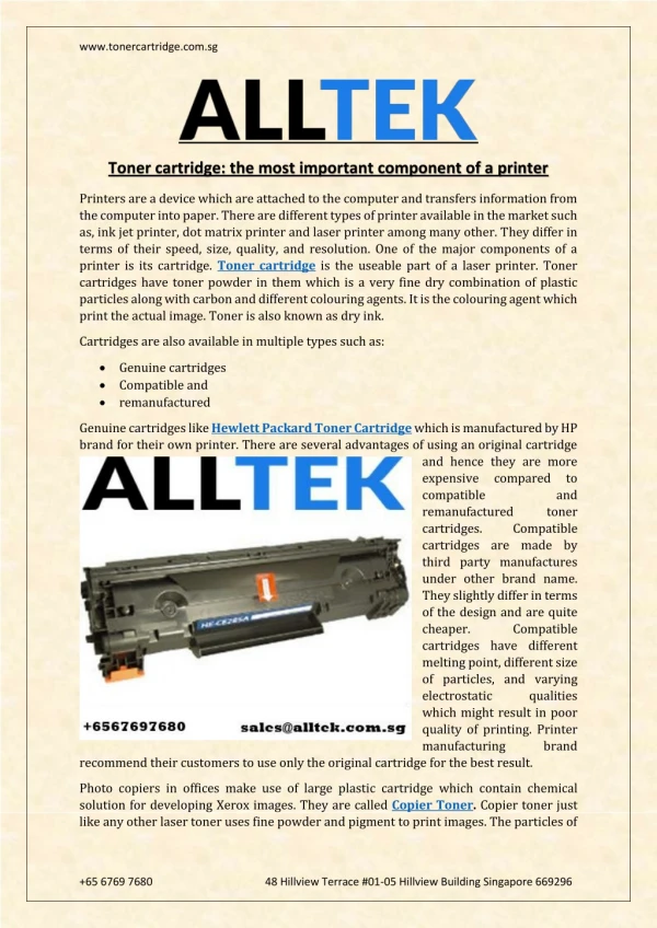 Toner cartridge: the most important component of a printer