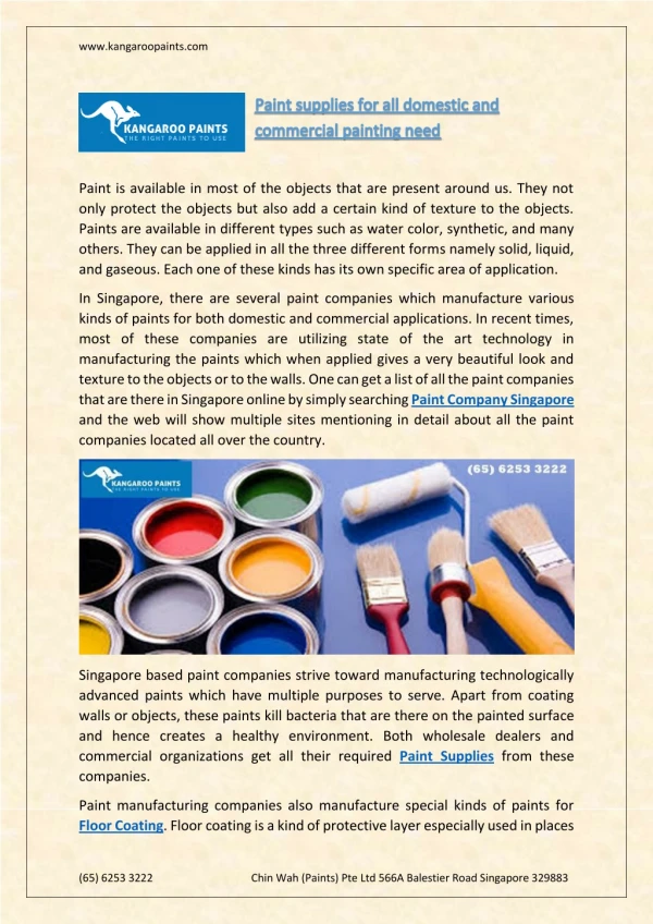 Paint supplies for all domestic and commercial painting need