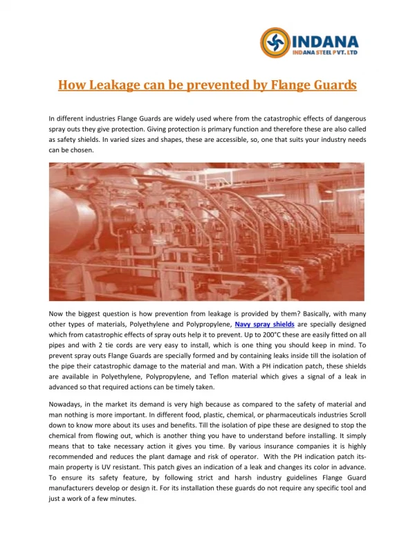 How Leakage can be prevented by Flange Guards