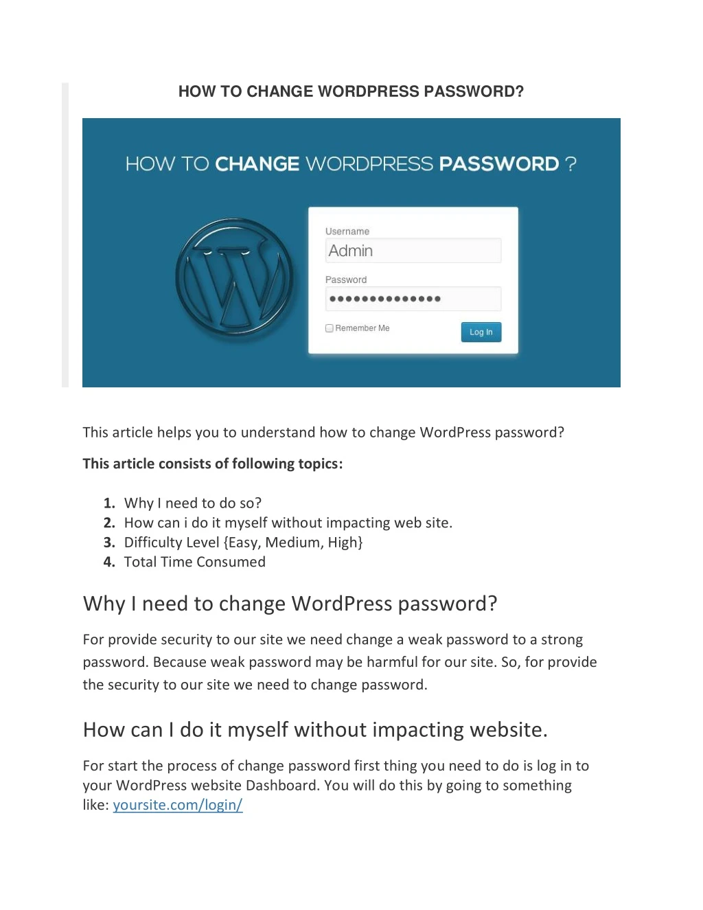 how to change wordpress password