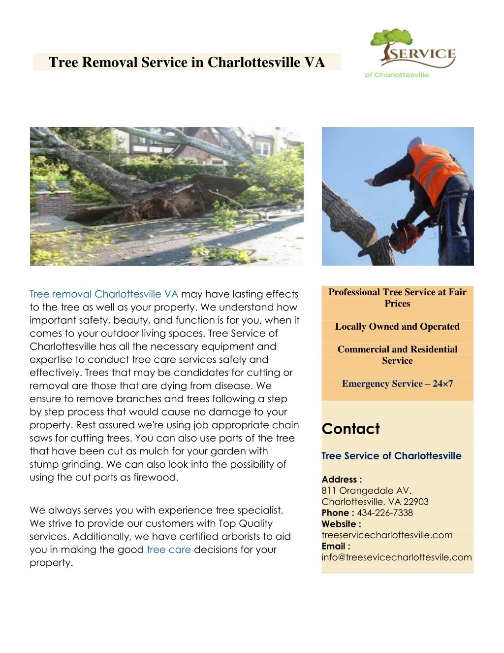 tree removal service in charlottesville va