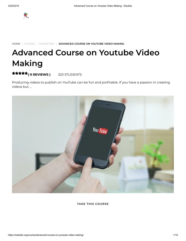 Advanced Course on Youtube Video Making - Edukite