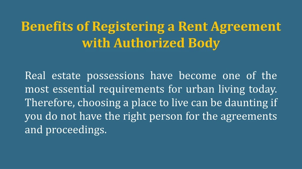 benefits of registering a rent agreement with