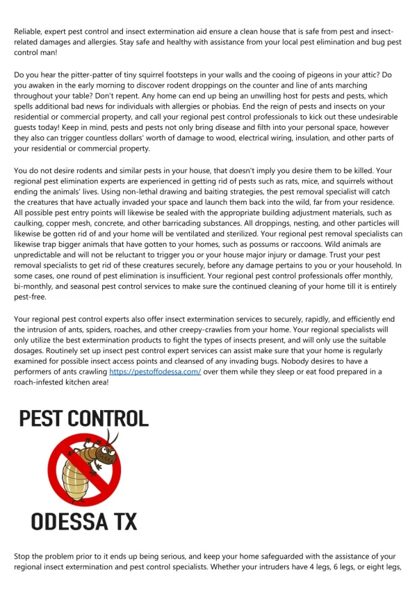Cleanse Your House of Pests and Bugs With the Aid of Expert Pest Control Solutions