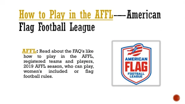 How to Play in the AFFL — American Flag Football League