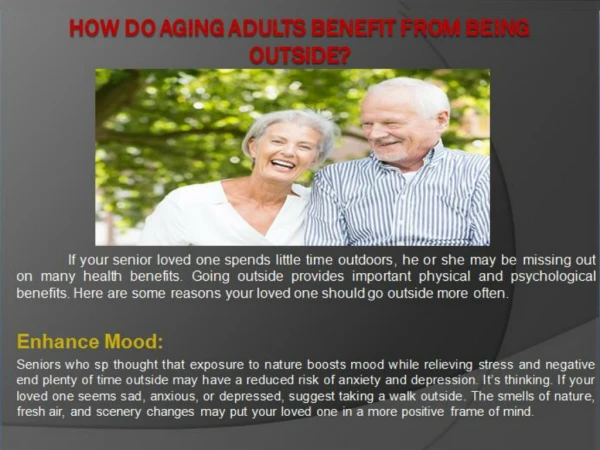 How do aging adults benefit from being outside?