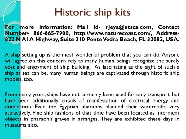 Historic ship kits