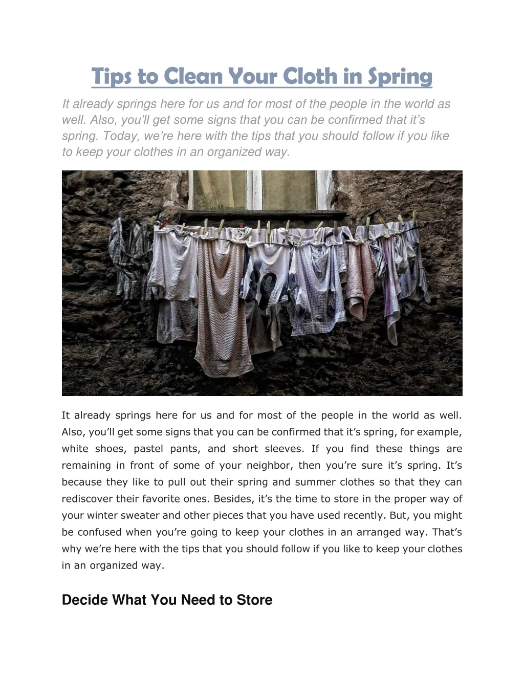 tips to clean your cloth in spring
