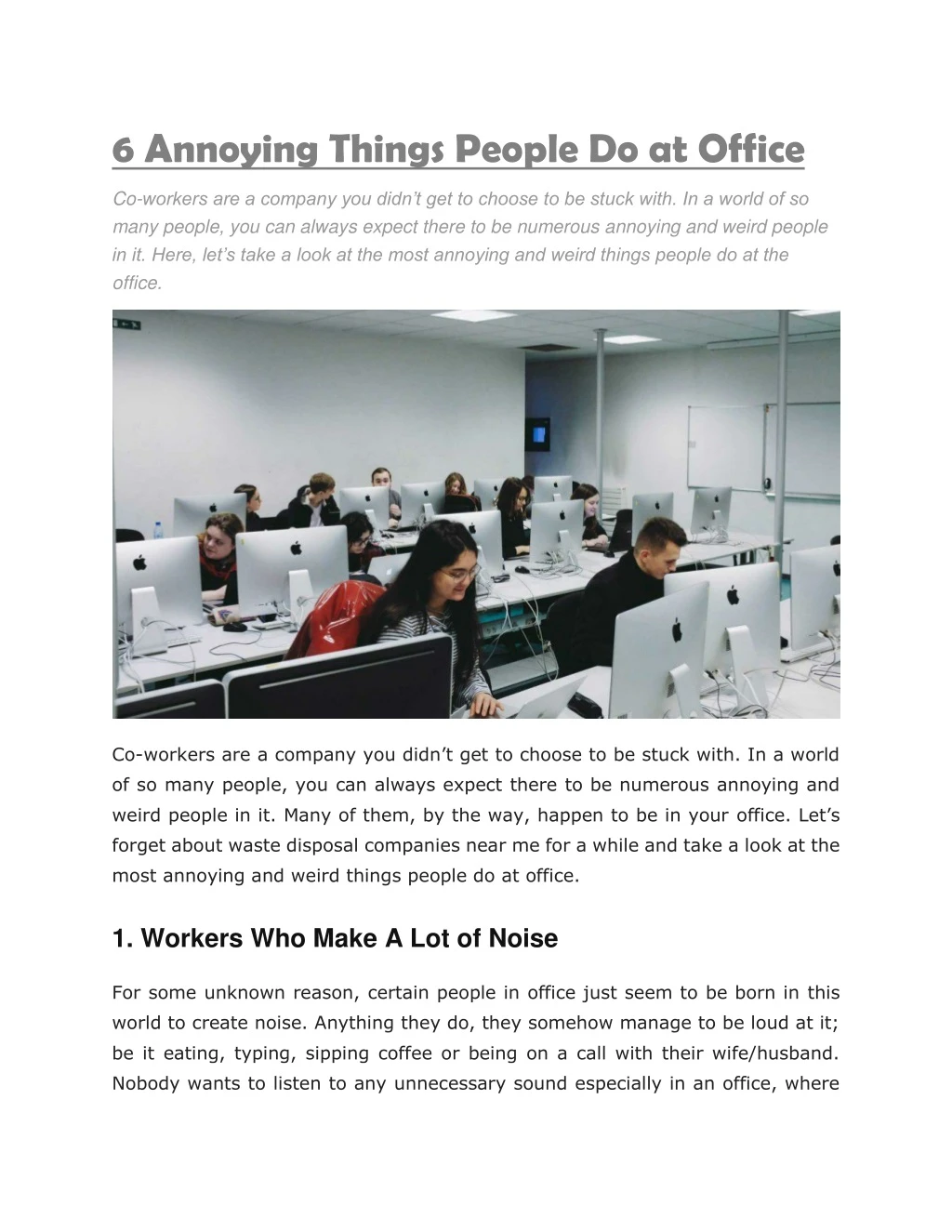 6 annoying things people do at office