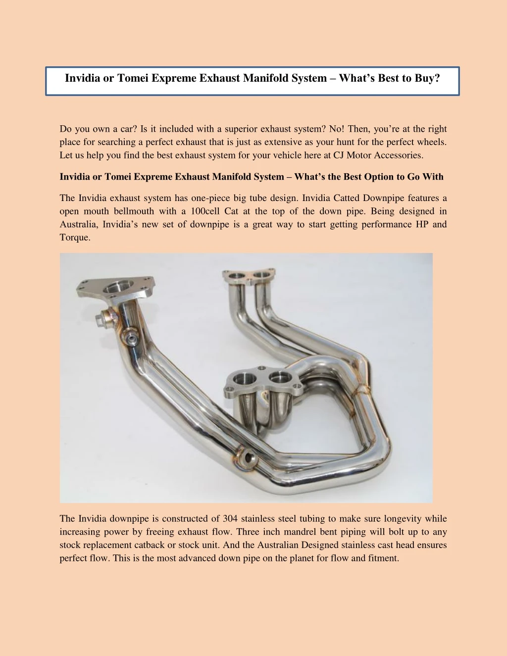 invidia or tomei expreme exhaust manifold system