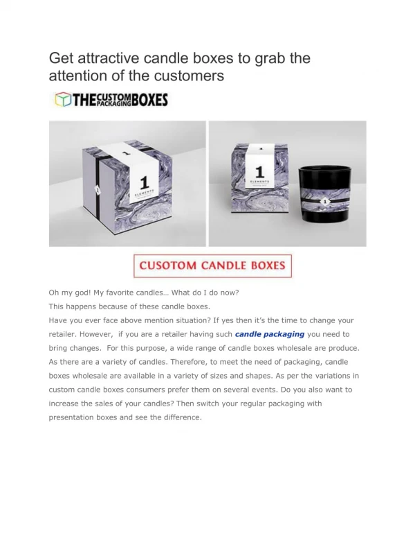 Get attractive candle boxes to grab the attention of the customers