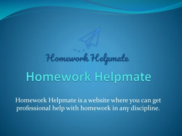 Professional Help With Homework- Homework Helpmate