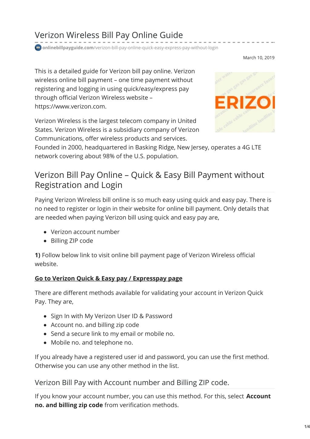 verizon wireless bill pay online guide
