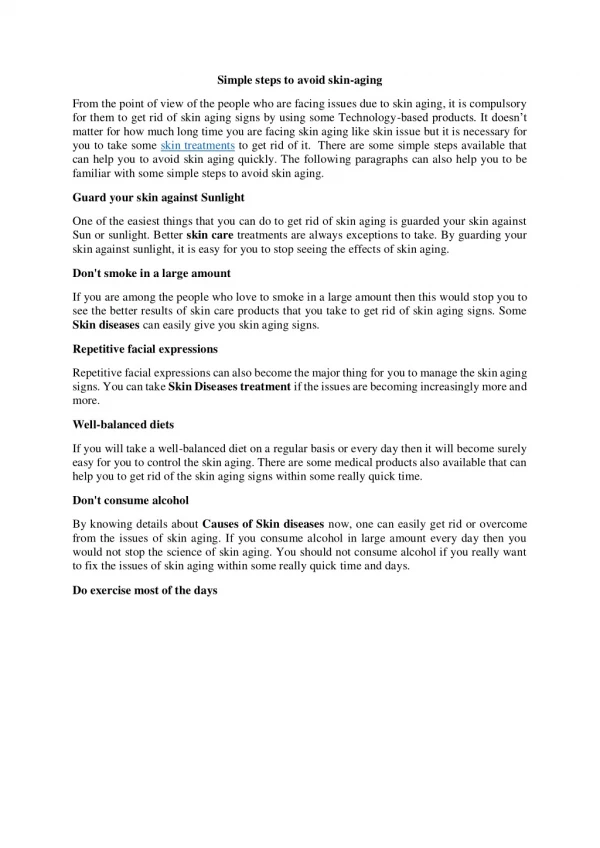 simple steps to avoid skin aging