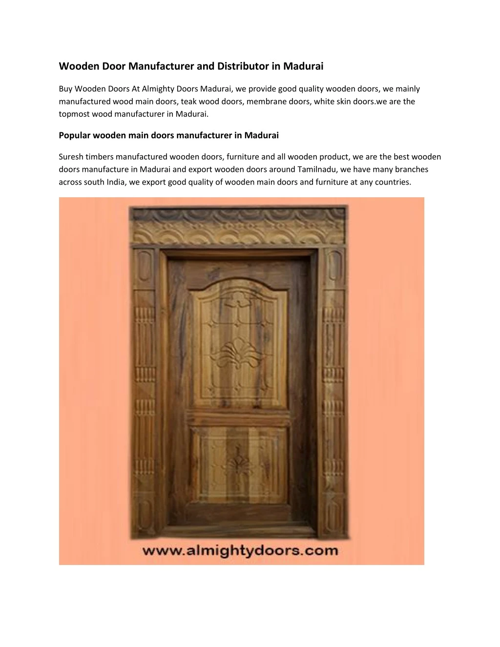 wooden door manufacturer and distributor