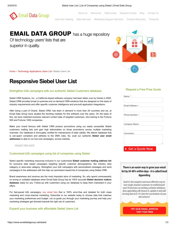 Siebel Users Email List - Email Data Group