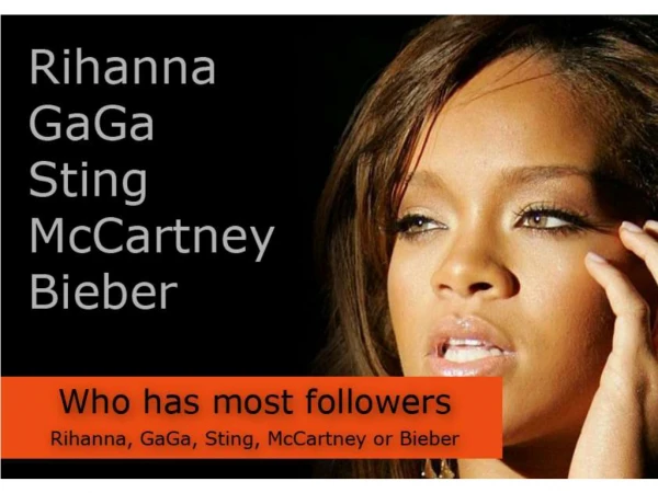 Who has the most followers - Rihanna Bieber GaGa Sting McCartney or Bieber