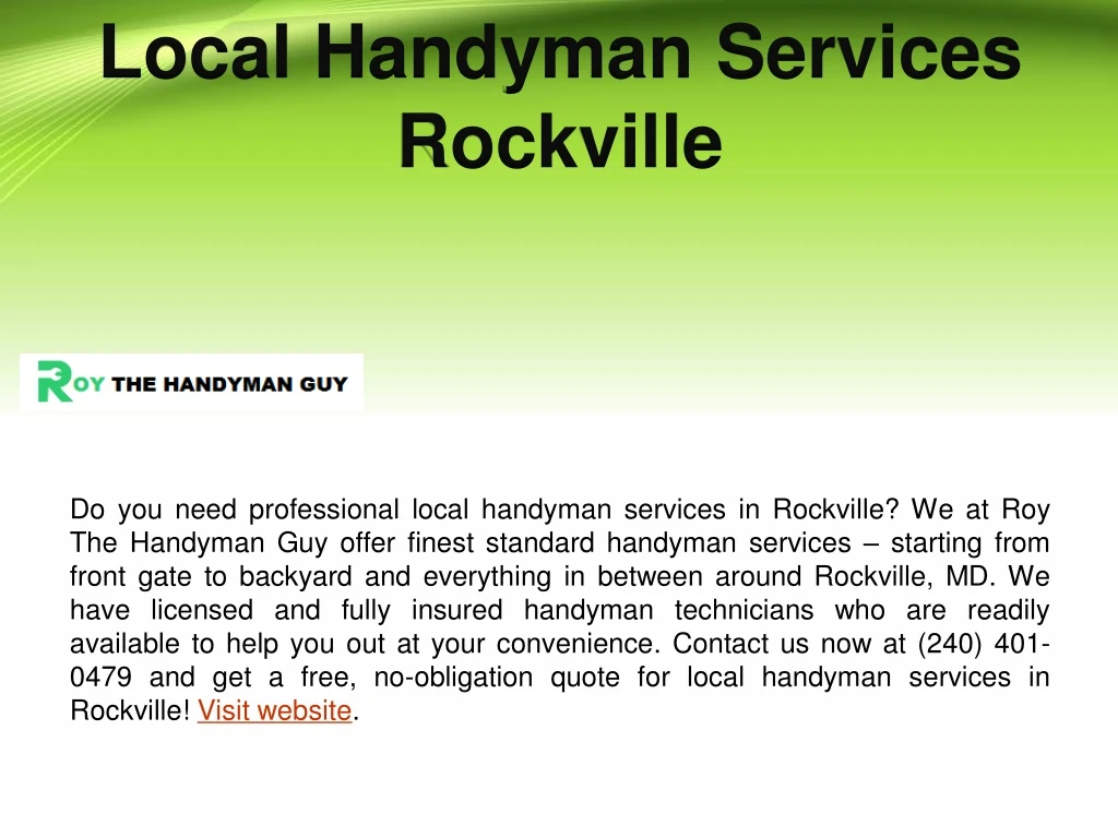 local handyman services rockville