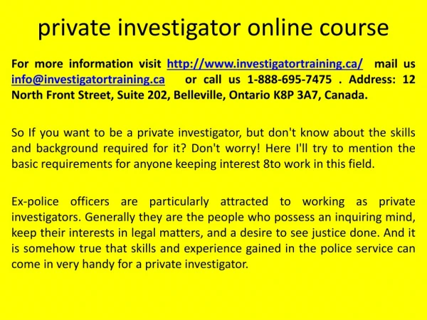 private investigator online course