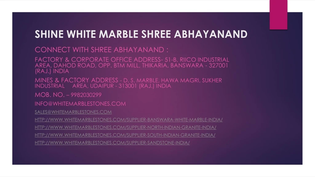 shine white marble shree abhayanand