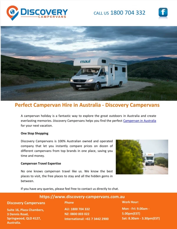 Perfect Campervan Hire in Australia - Discovery Campervans