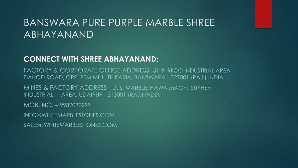 banswara pure purple marble shree abhayanand