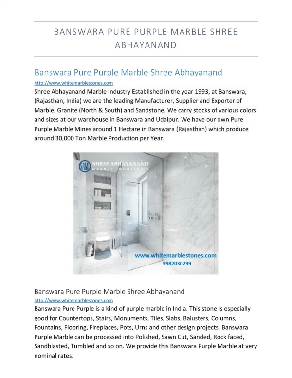banswara pure purple marble shree abhayanand