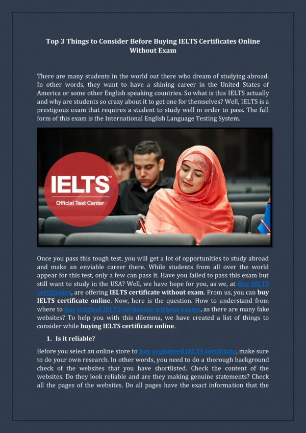 Top 3 Things to Consider Before Buying IELTS Certificates Online Without Exam