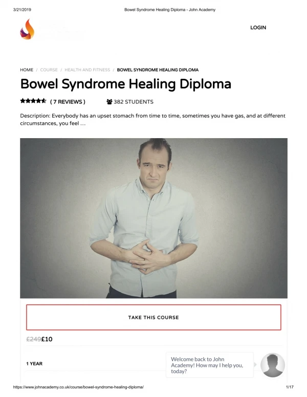 Bowel Syndrome Healing Diploma - John Academy