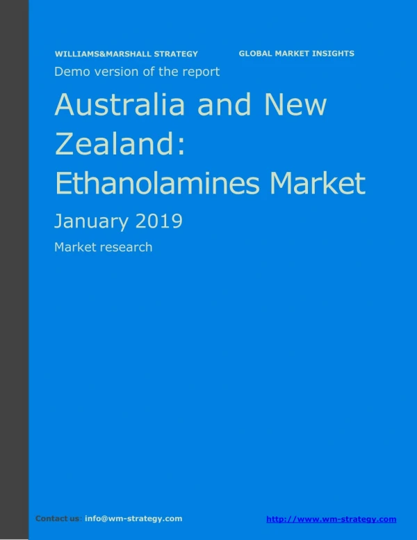 WMStrategy Demo Australia and New Zealand Ethanolamines Market January 2019